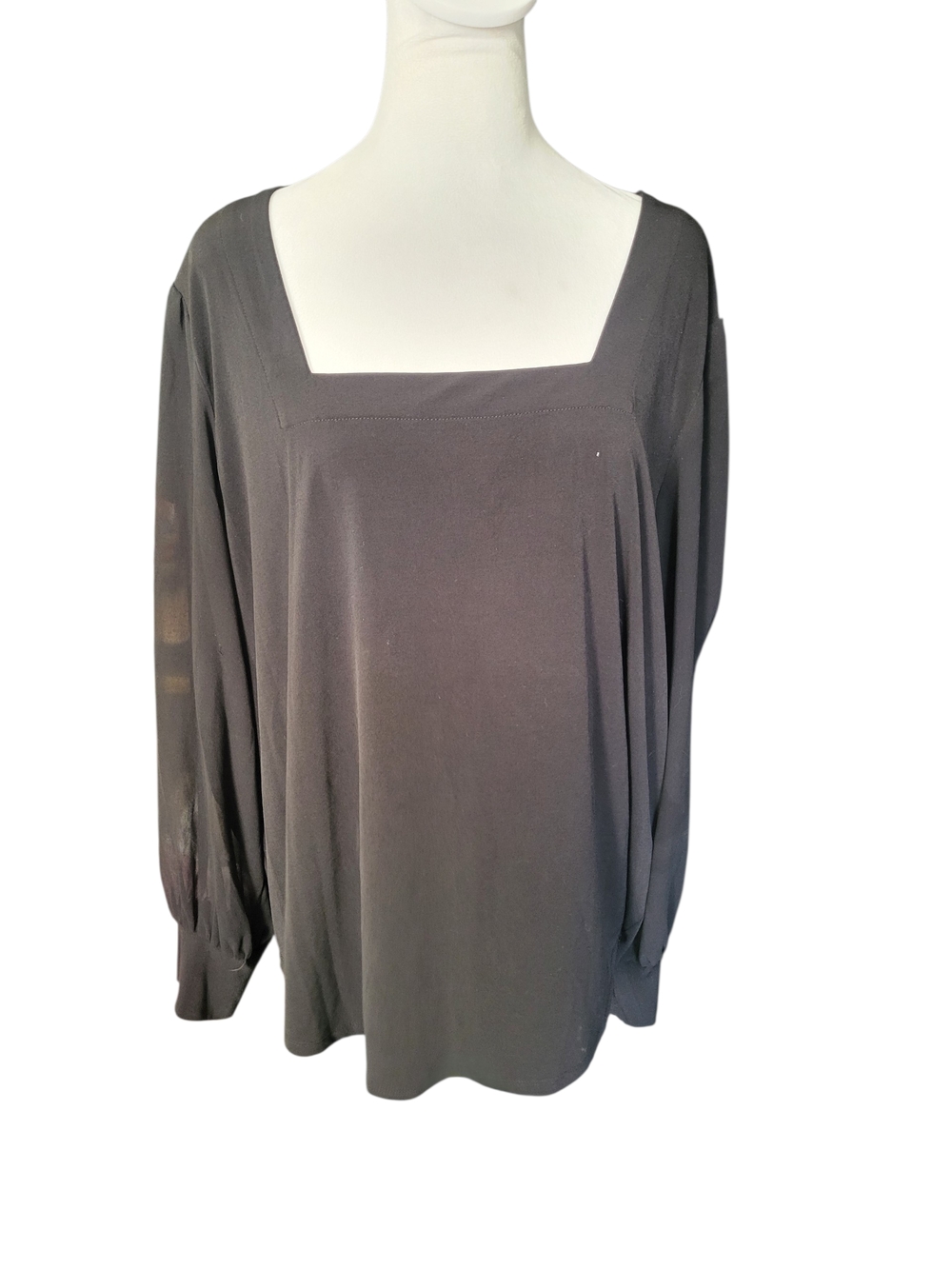 Premise Plus Square Neck Long Sleeve Top  Black sz 2X